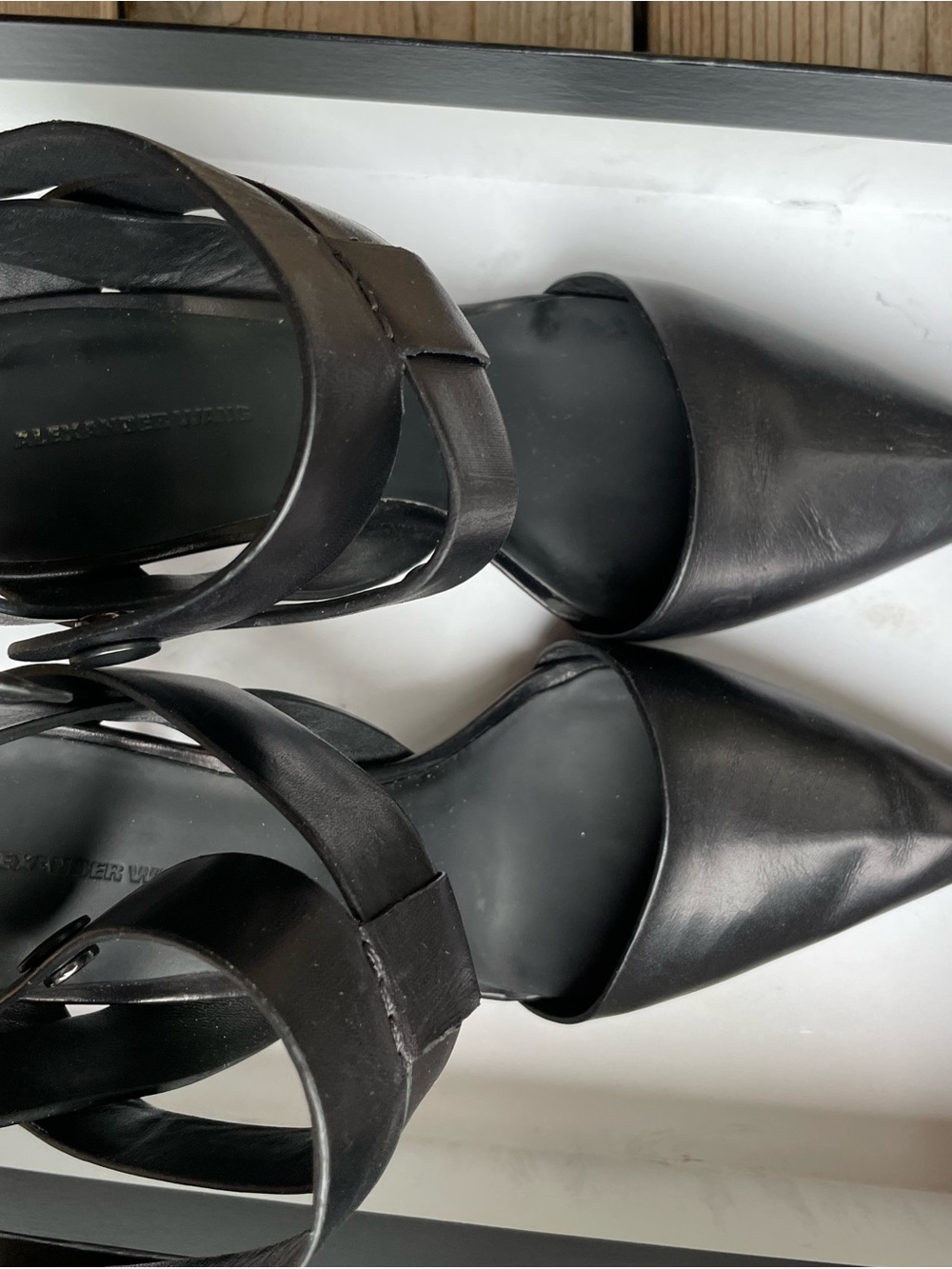 Alexander Wang size 40 Black Pointed-Toe Strappy Leather Heels